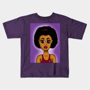 Brown skin girl digital art cartoon Kids T-Shirt